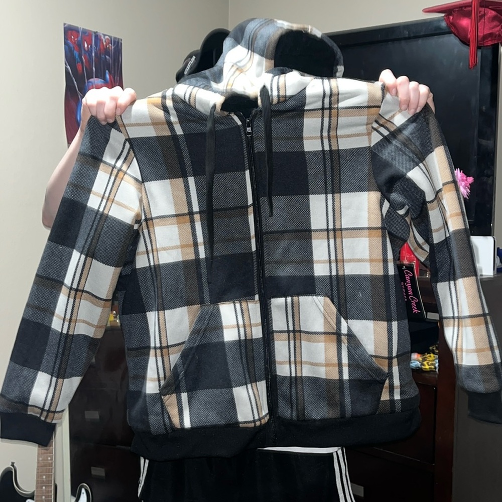 Canyon Creek Womens, XL fits like a Large/Medium, Neutral Triplaid.